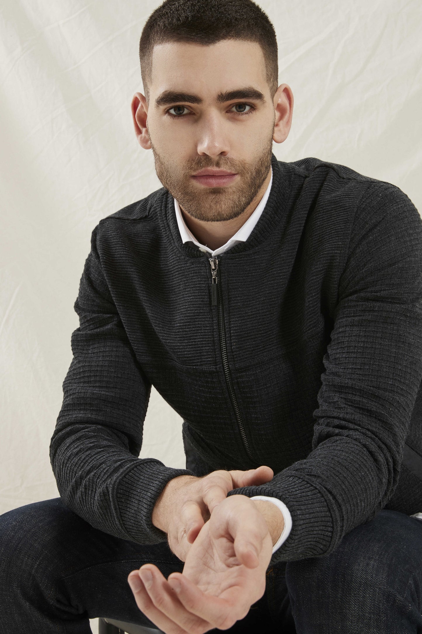 Clipper Dundee Classic Fit zip-cardigan uldblanding