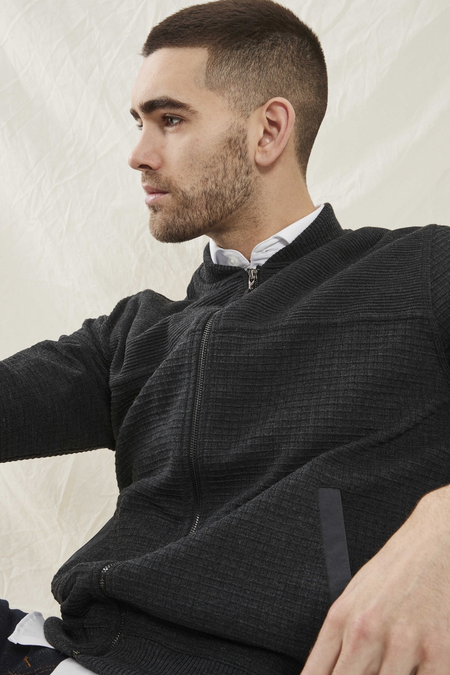 Clipper Dundee Classic Fit zip-cardigan uldblanding