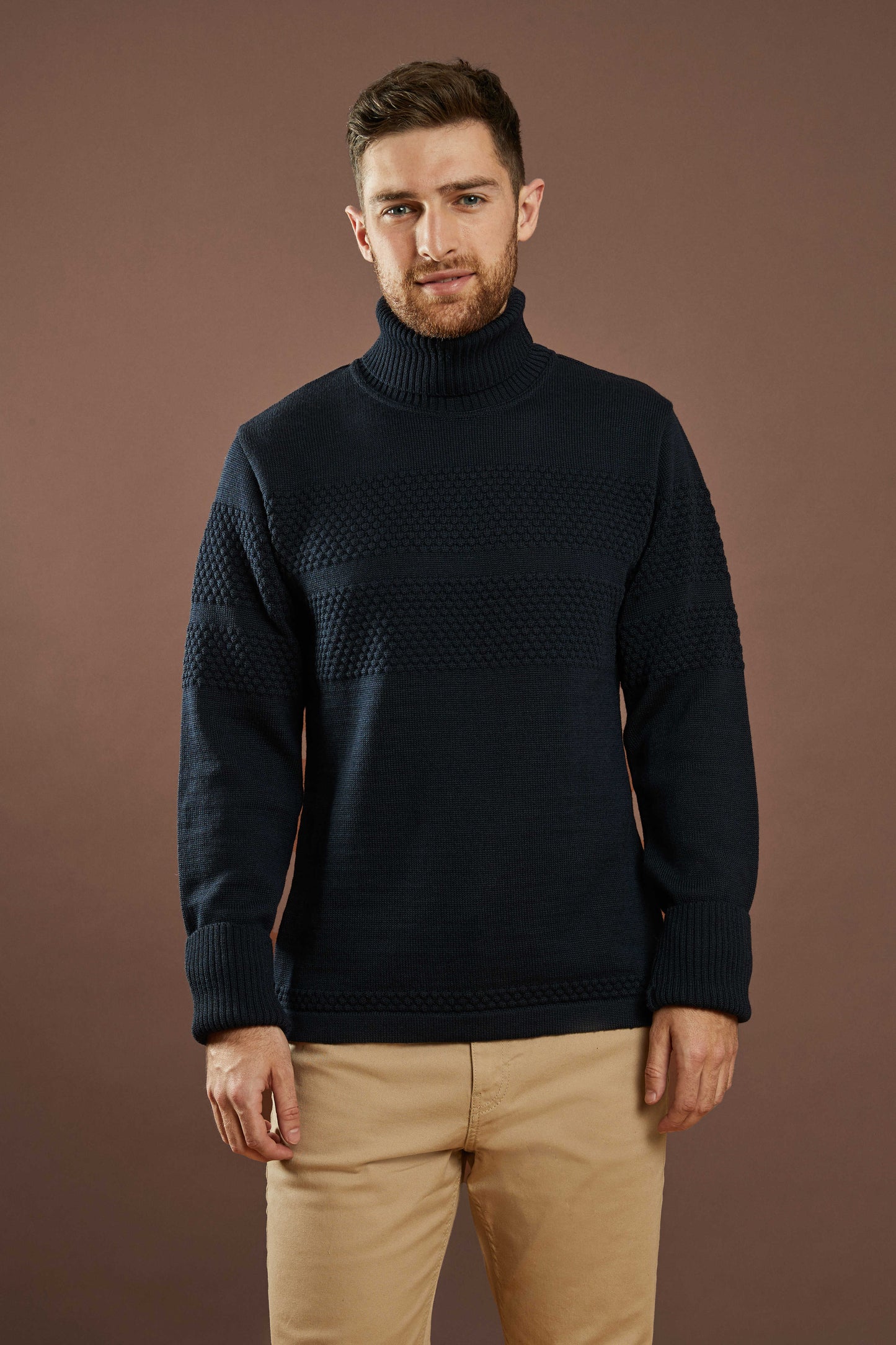 Clipper Saltum Modern Fit sømandsstrik rullekrave uld