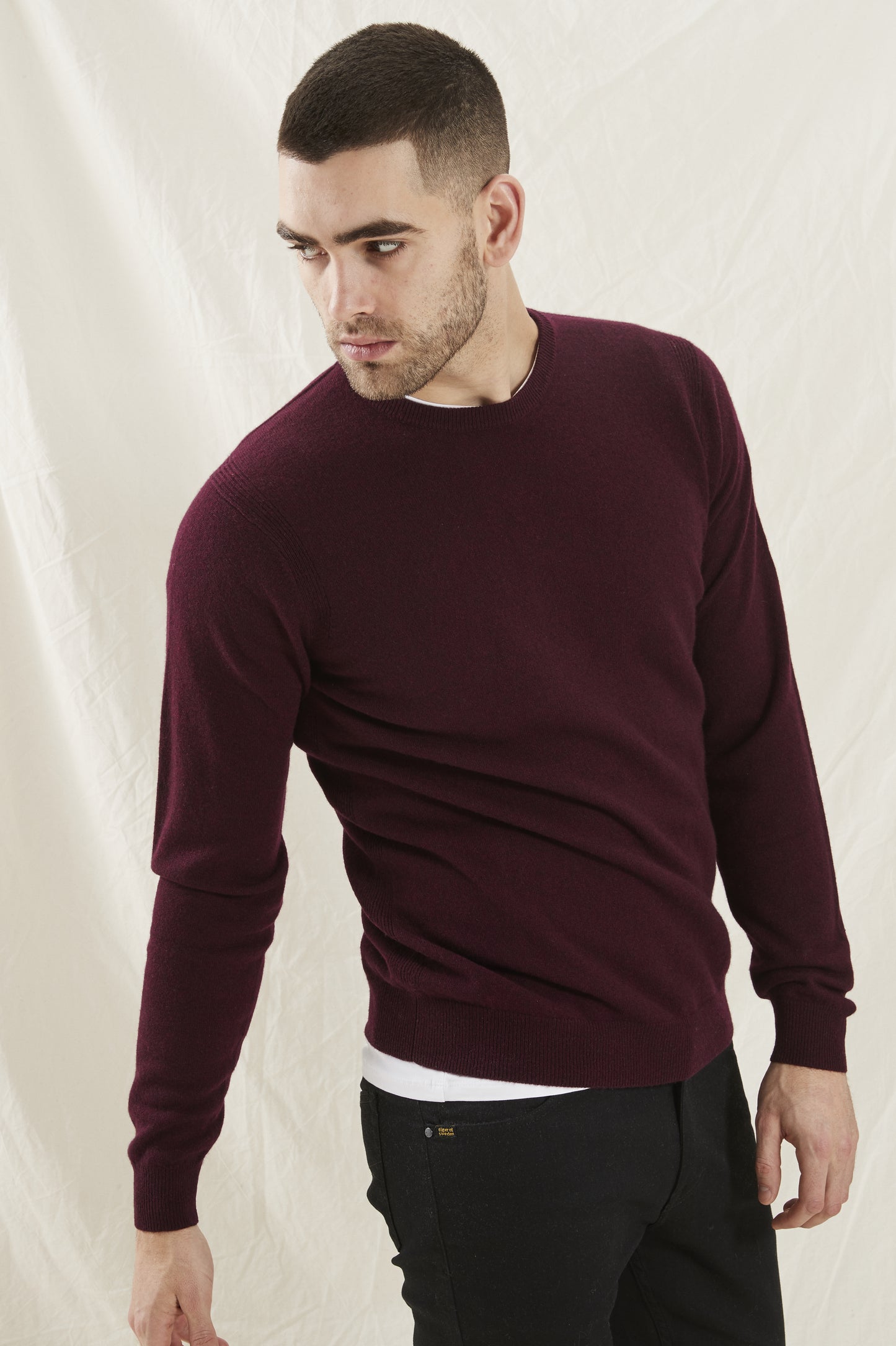Clipper Sheffield Modern Fit strik rund hals cashmere