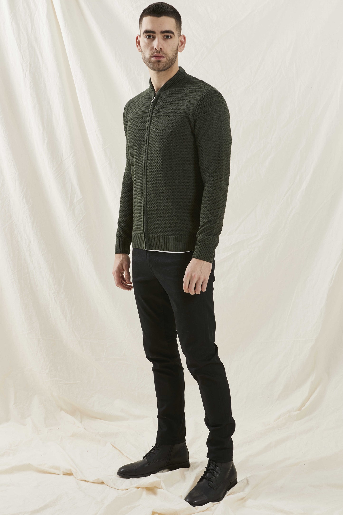 Clipper Liverpool Modern Fit zip-cardigan uldblanding