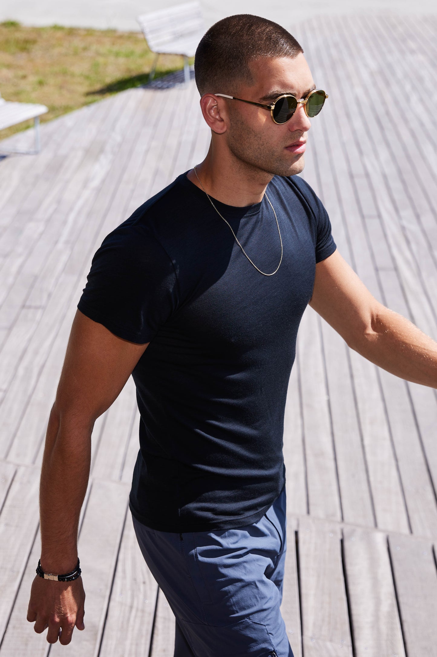 Clipper Moss Comfort Fit merinould T-shirt med rund hals