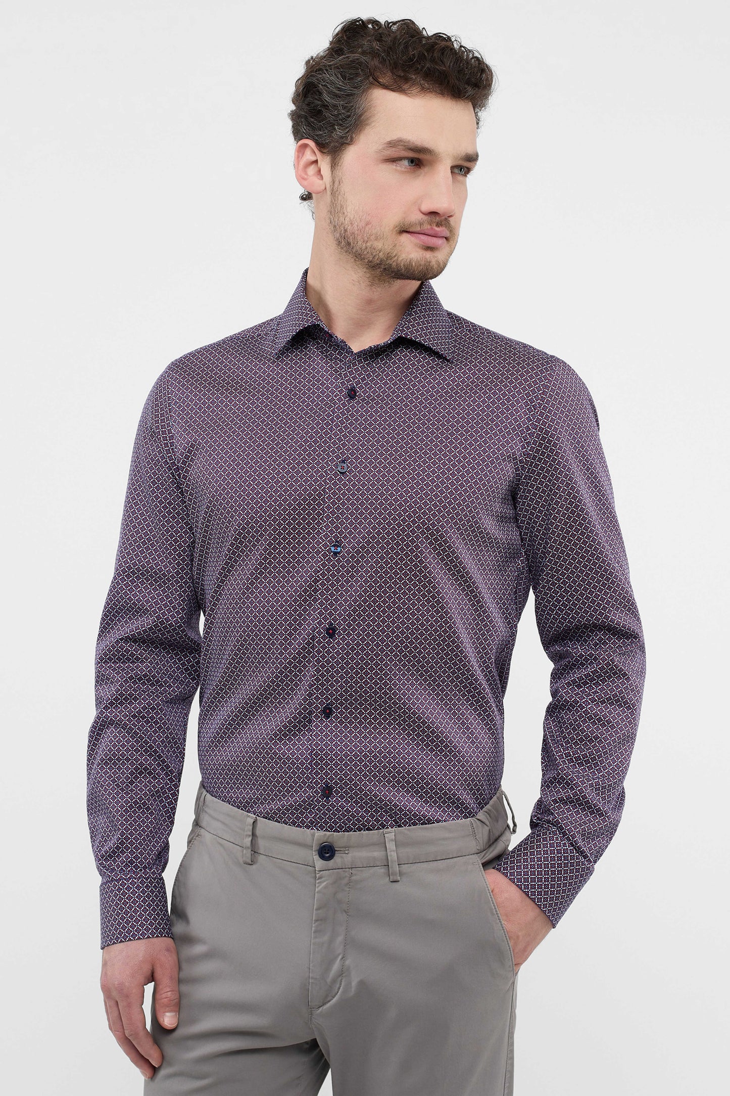Eterna Slim Fit skjorte ekstra ærmelængde