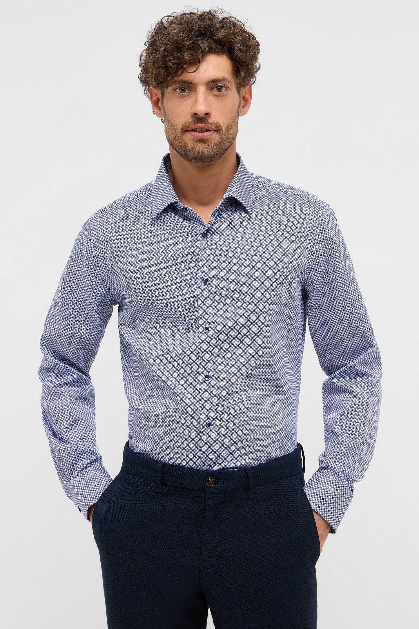 Eterna Slim Fit skjorte ekstra ærmelængde