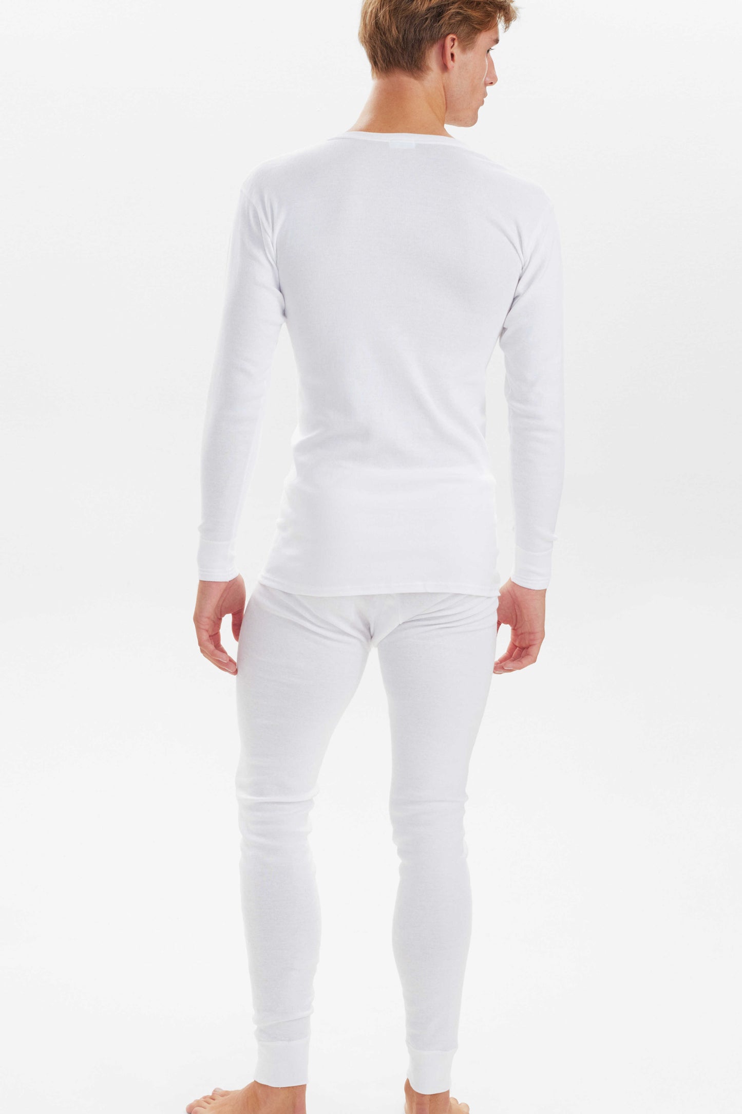 JBS Grandad T-shirt med lange ærmer og knapper hvid el. sort bomuld