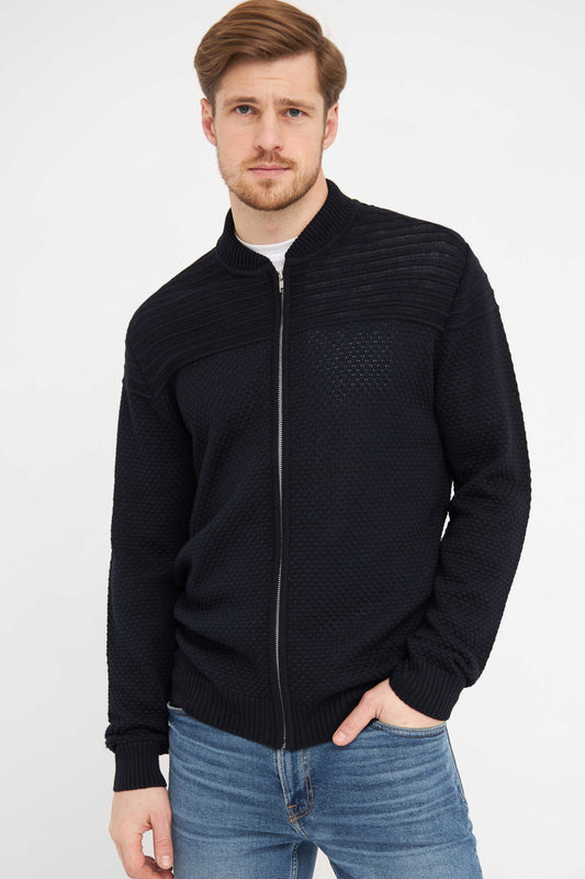 Clipper Liverpool Modern Fit zip-cardigan uldblanding