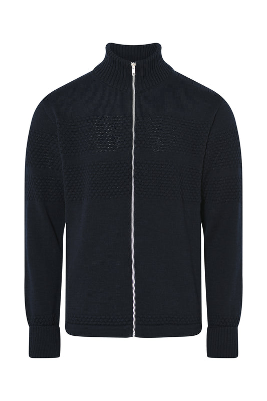 Clipper Saltum Modern Fit sømandsstrik metal zip-cardigan uld