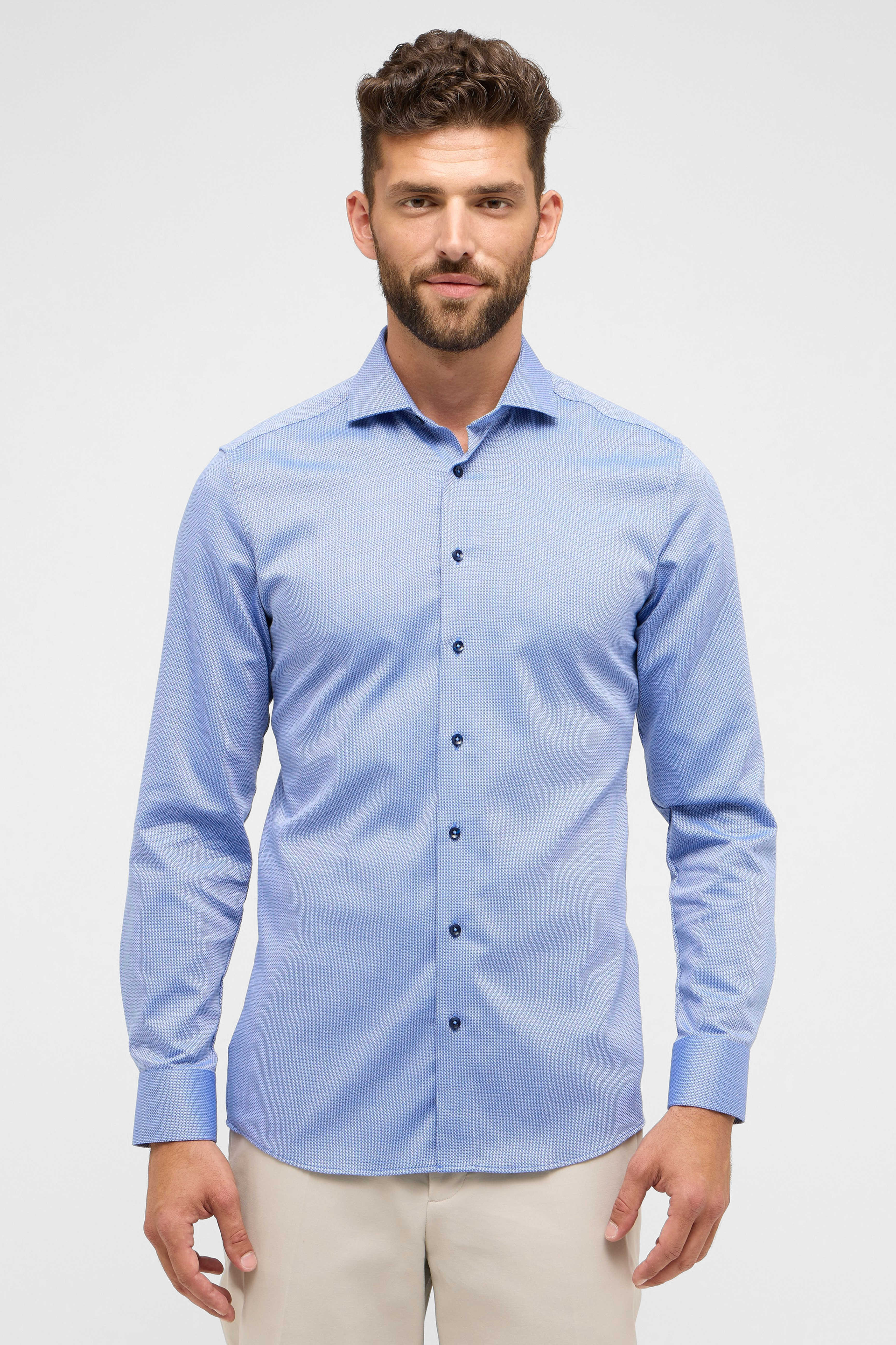 Eterna Slim Fit skjorte ekstra ærmelængde