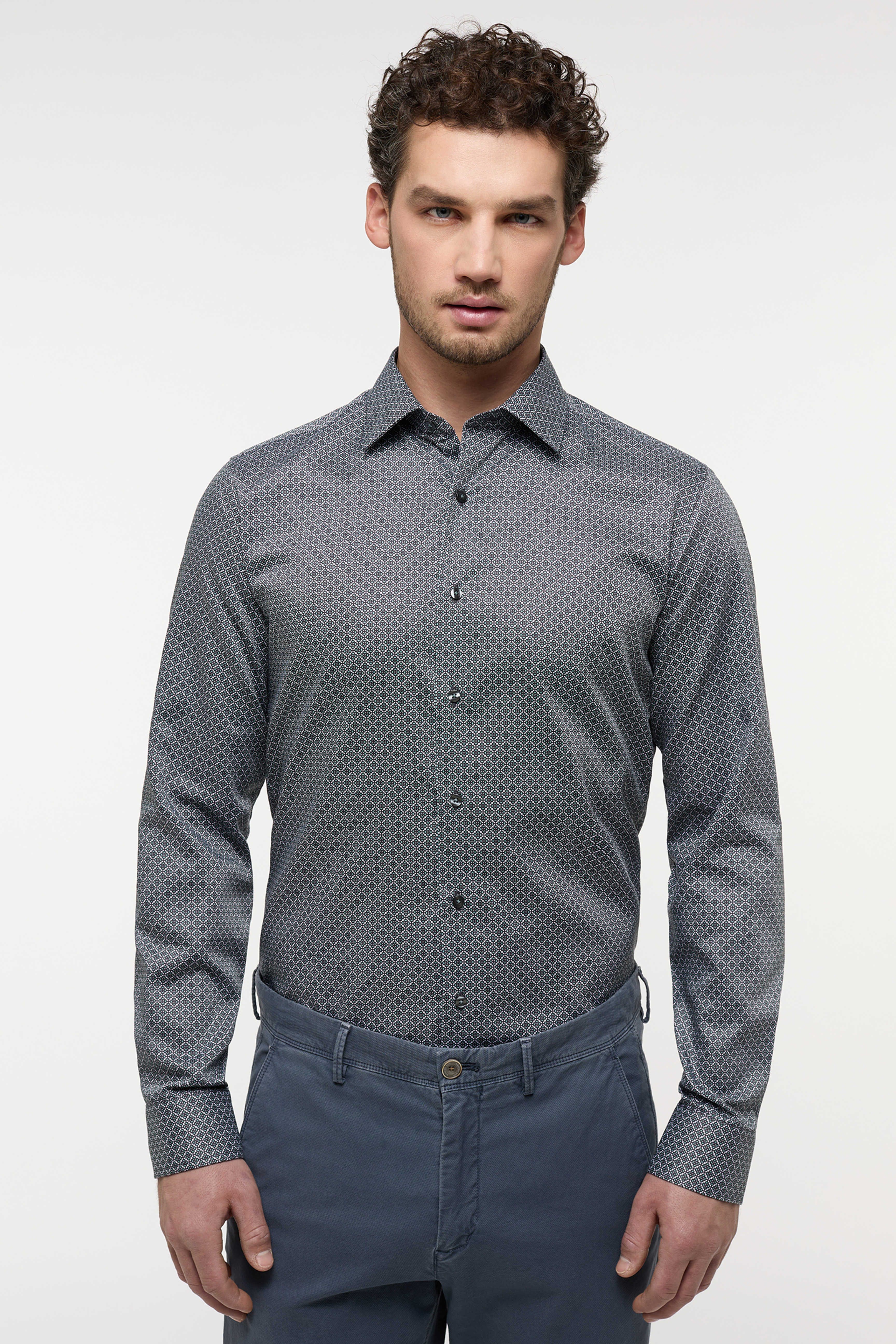 Eterna Slim Fit skjorte ekstra ærmelængde