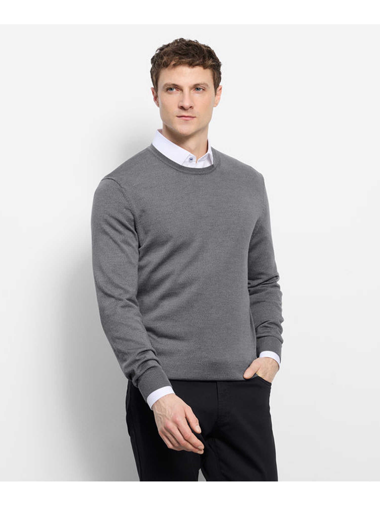 Olymp Casual strik rund hals uld