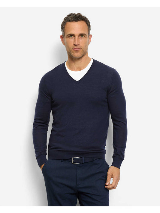 Olymp Casual strik V-hals uld/silke