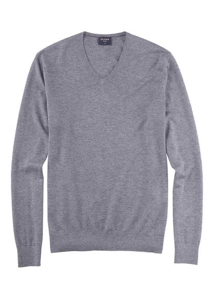 Olymp Casual strik V-hals uld/silke