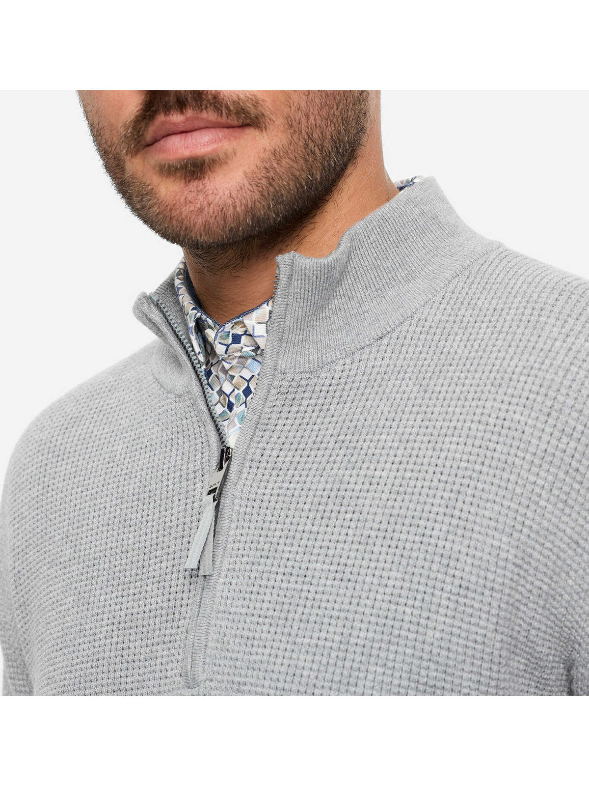 Olymp popcorn strik pullover casual lynlås