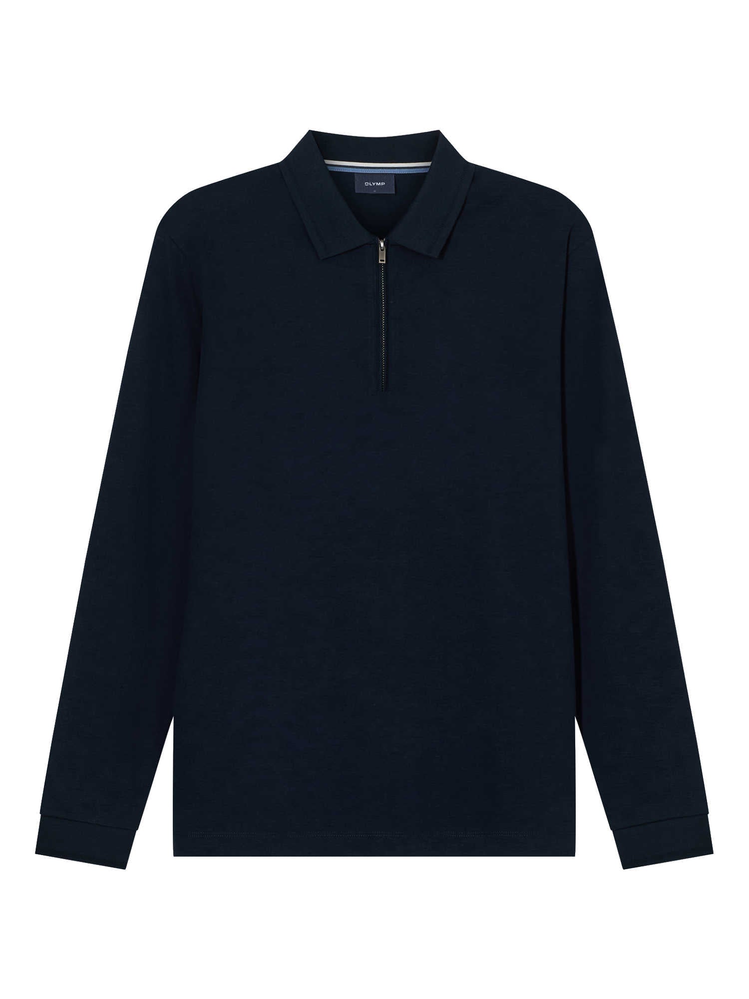 Olymp Casual langærmet polo shirt m. lynlås