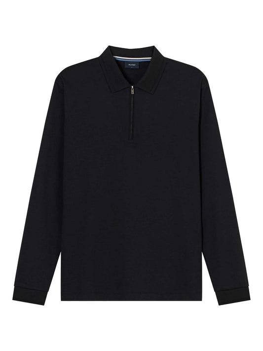 Olymp Casual langærmet polo shirt m. lynlås