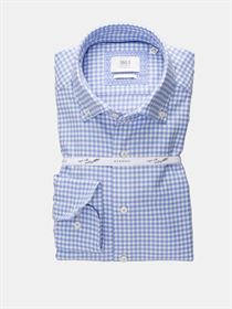 Eterna Super Soft premium Twill skjorte by1863 lysblå ternet med button-down krave. Modern Fit 2339 12 XS84